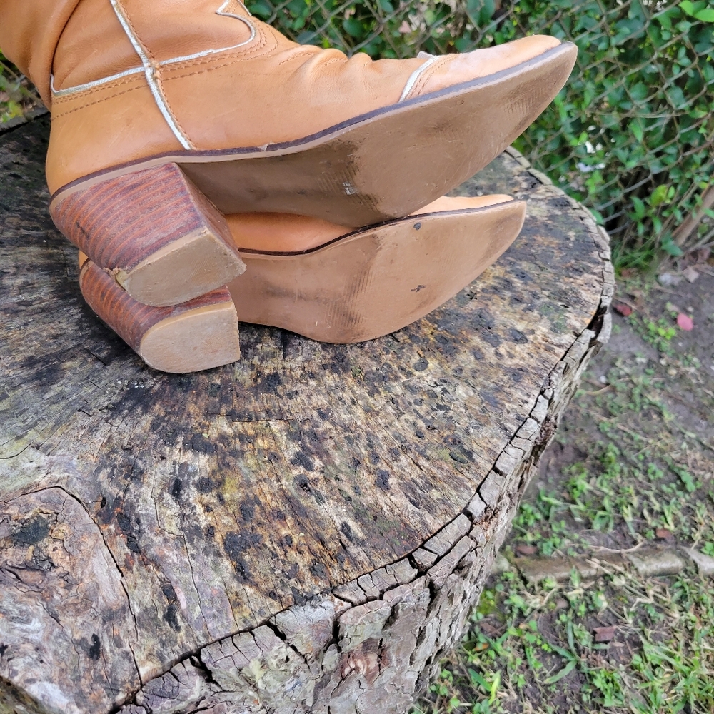 Women Vintage Leather Brown Cowgirl Boots Size 8.5, 9/Women Leather Boots/Women - Picture 9 of 9